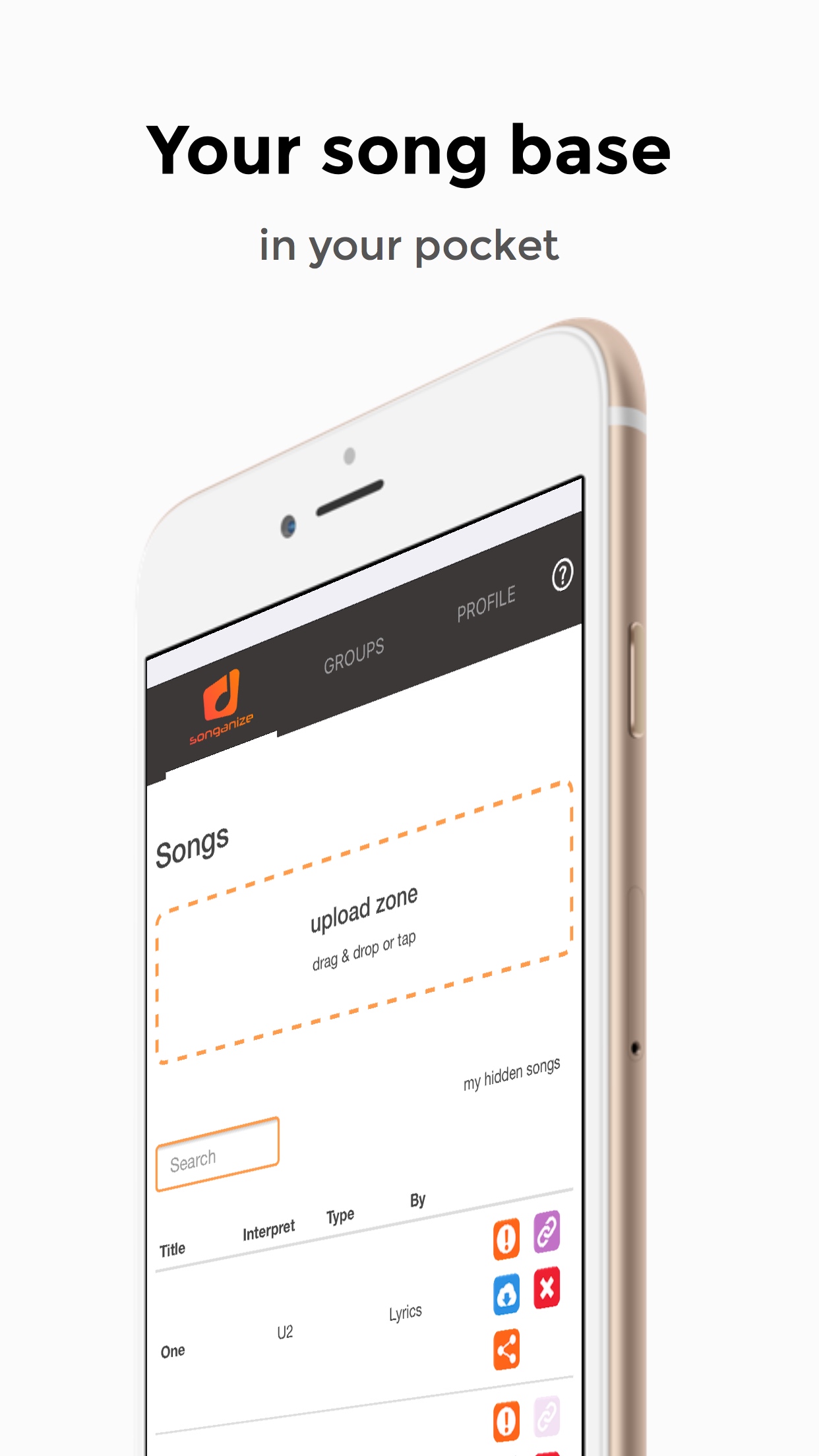 Organize your song sheets online or with the app